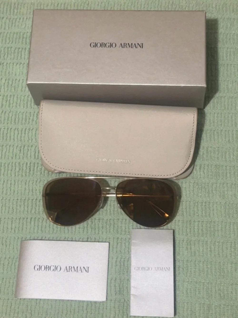 Giorgio Armani Gold Frame Sunglasses with Brown Lenses
